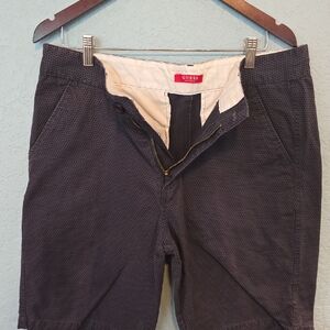 GUESS Men's Dark Blue Patterned Shorts